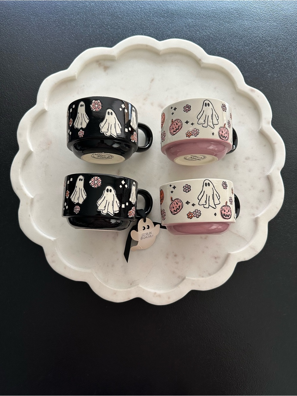 Spooky Ghost Mug Set with Stand